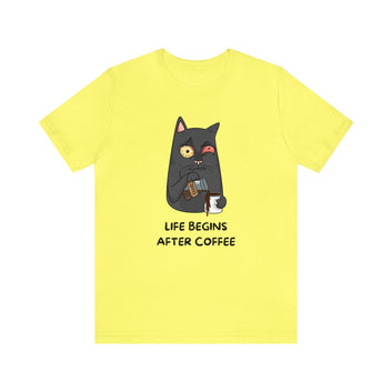 LIFE BEGINS AFTER COFFIE CAT UNISEX TEE