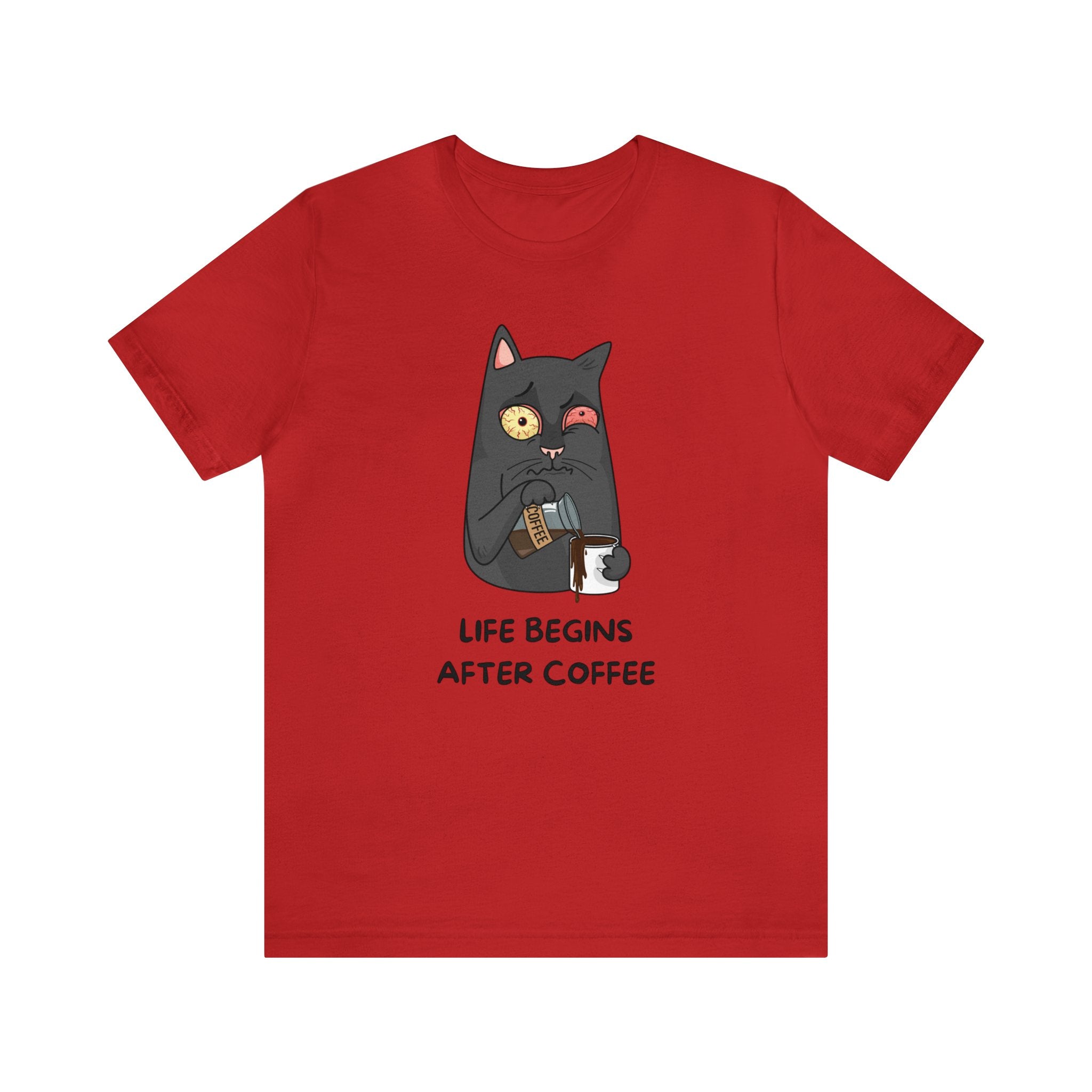 LIFE BEGINS AFTER COFFIE CAT UNISEX TEE