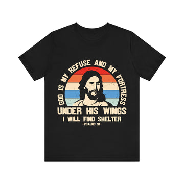Under His Wings I Will Find Shelter Unisex Jersey Short Sleeve Tee