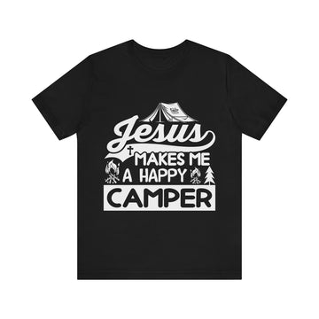 Jesus Makes Me A Happy Camper Unisex Jersey Short Sleeve Tee