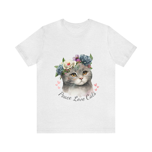 PEACE LOVE CATS UNISEX JERSEY SHORT TEE