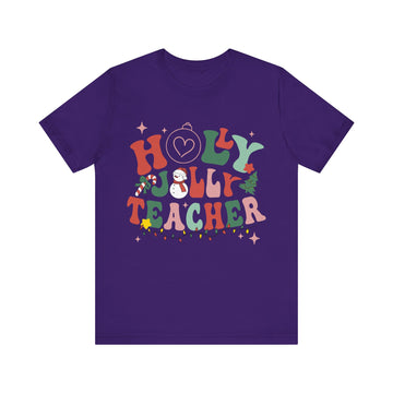 Holly Jolly Teacher Unisex Jersey Short Sleeve Tee