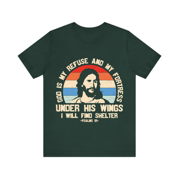 Under His Wings I Will Find Shelter Unisex Jersey Short Sleeve Tee