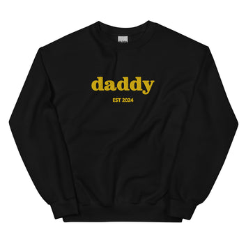 Custom Dad Sweatshirt with Kid Name on Sleeve, Personalized Dad Shirt, Minimalist Daddy Sweater, Father's Day Gift for Dad, Gift for Him