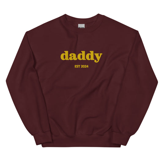 Custom Dad Sweatshirt with Kid Name on Sleeve, Personalized Dad Shirt, Minimalist Daddy Sweater, Father's Day Gift for Dad, Gift for Him