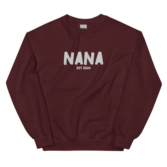 Nana Embroidered Sweatshirt Gift | Personalized Sweatshirt | Minky Lettering Winter Apparel | Floral Nana Shirt | Birthday Gift