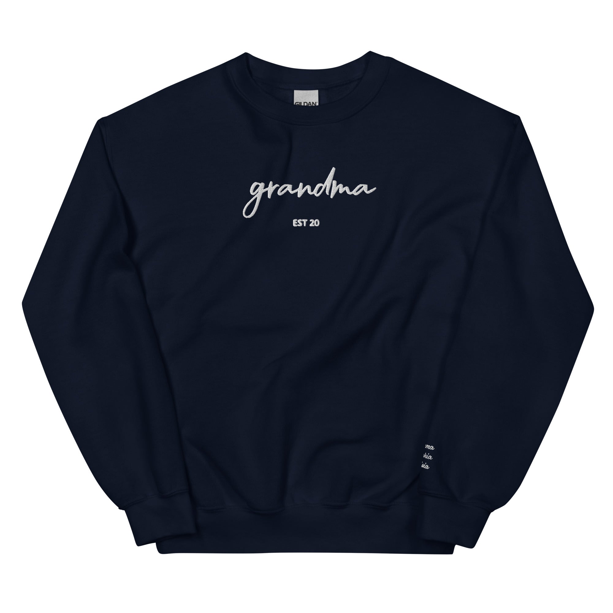 Personalized Grandma Sweatshirt Est Year with Grandkids Names on Sleeve, Mothers Day Gift, Birthday Gift for Grandma, New Grandma Sweater Unisex Sweatshirt