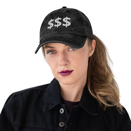 Dollar Sign Vintage Cotton Twill Cap